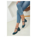 Soho Petrol Blue Patent Leather Women's Classic Heeled Shoes 18447