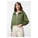 Trendyol Khaki Regular/Normal Pattern Zippered Thick Inside Fleece Knitted Sweatshirt