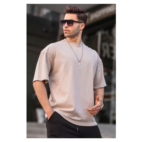 Madmext Men's Stone Color Oversize Fit Basic T-Shirt 6066