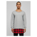 Long Flanell Bottom Open Edge Crewneck Grey/Block/Red