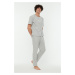 Trendyol Grey pánske pletené pyžamo s potlačou