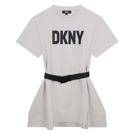 Dievčenské šaty Dkny biela farba, mini, oversize