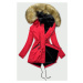 Červená dámska zimná bunda typu parka (B2628)