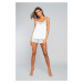 Women's pyjamas with narrow straps, shorts - ecru