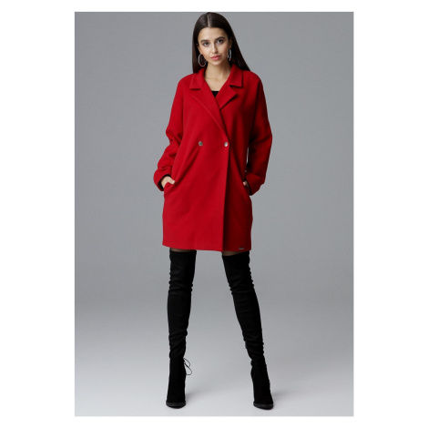Červený oversize kabát M625 Red Figl
