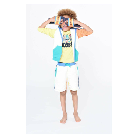 Detská mikina Marc Jacobs béžová farba, s kapucňou, jednofarebná