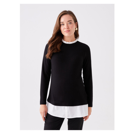 LC Waikiki High Neck Plain Long Sleeve Maternity T-Shirt