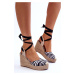 Knotted High Wedge Sandals Black And White Lendy