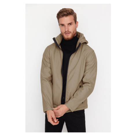 Trendyol Beige Men's Zippered Detachable Hooded Wind and Water Resistant Jacket