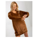 Brown loose velour dress RUE PARIS with pockets