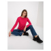 Fuchsia basic cotton blouse with long sleeves