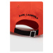 Bavlnená šiltovka Karl Lagerfeld oranžová farba, s nášivkou