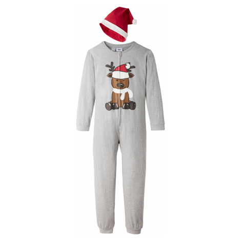 Pyžamový overal + čiapka Vianoce (2-dielna súprava) bonprix