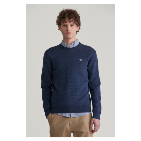 SVETER GANT 2-TONE TEXTURED C-NECK MARINE MELANGE