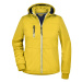 James & Nicholson Dámska športová softshellová bunda JN1077 - Slnečná žltá / tmavomodrá / biela