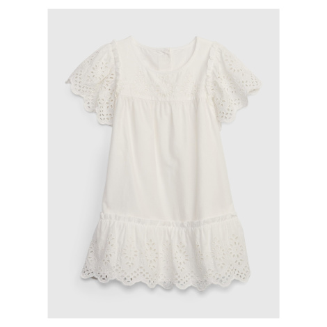 Biele dievčenské bavlnené šaty s madeirou GAP