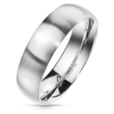 Prsteň z ocele v striebornom farebnom odtieni - matný povrch, 6 mm - Veľkosť: 67 mm