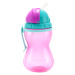 Canpol babies Športová fľaša so silikónovou slamkou 370ml 12m+ ružová