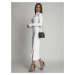 Plain long-sleeved turtleneck dress, white