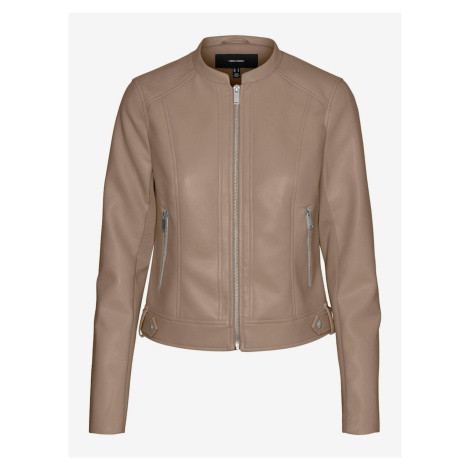 Beige women's faux leather jacket Vero Moda Riley - Women