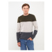 LC Waikiki Crew Neck Long Sleeve Color Block Men's Knitwear Sweater