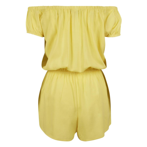 Women's short off-the-shoulder jumpsuit - light yellow