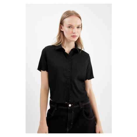 DEFACTO Cool Fitted Wrinkled Short Sleeve Shirt