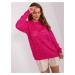Fuchsia openwork summer sweater with long sleeves