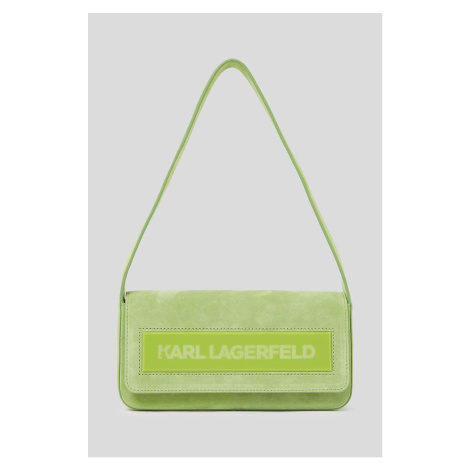 Semišová kabelka Karl Lagerfeld ICON K MD FLAP SHB SUEDE zelená farba