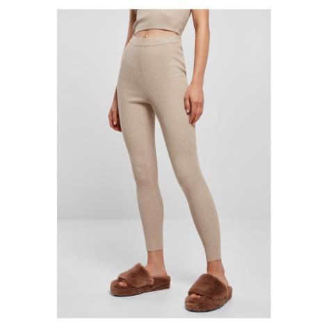 Women's leggings with ribbed knit lighttaupe Urban Classics