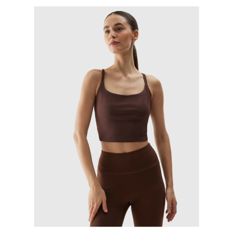 Women's 4F Recycled Yoga Crop Top - Brown