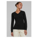 Women's knitted sweater with a V-neck in black