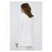 Ľanové sako Polo Ralph Lauren biela farba, dvojradové, jednofarebné
