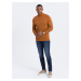 Ombre Men's knitted single-color turtleneck with viscose - camel