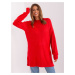 Red oversize sweater with a round neckline