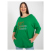 Green plus size blouse with neckline on back