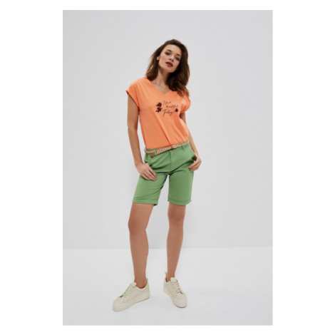 Cotton Shorts with Belt - Green Moodo