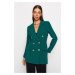 Trendyol Emerald Green Oversize Lined Double Breasted Closure Woven Blazer Jacket