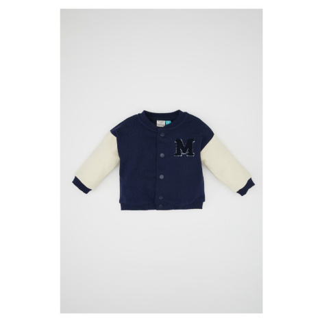 DEFACTO Baby Boy Disney Mickey & Minnie College Collar Snap Closure Seasonal Bomber Cardigan