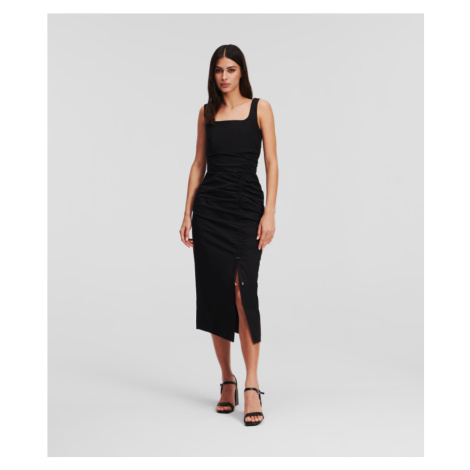 Šaty Karl Lagerfeld Gathered Stretch Dress Čierna