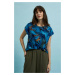 Women's T-shirt MOODO with tropical pattern - dark blue