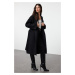 Trendyol Black Button Detailed Soft Textured Slit Oversize Coat