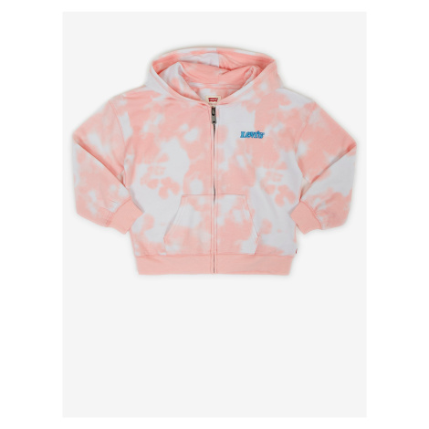 Levi&#39;s White-pink Girly Batik Zippered Sweatshirt with Hood Levi&#39;s® - Girls Levi´s