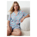 Trendyol Light Blue Floral Patterned Viscose Woven Pajama Set