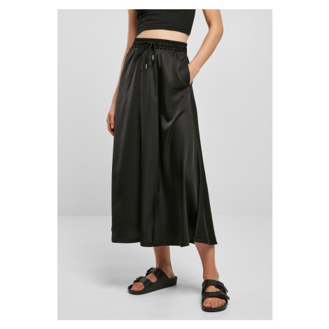 Women's satin midi skirt black