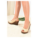 Fox Shoes Women's Beige Linen Wedge Heels.