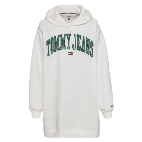 Tommy Jeans Šaty - TJW COLLEGIATE LOGO HOODIE DRESS biele