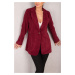 armonika Women's Burgundy Single Button Velvet Jacket