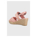 Sandále Tommy Hilfiger SEASONAL WEBBING MID WEDGE dámske, ružová farba, na kline, FW0FW07091