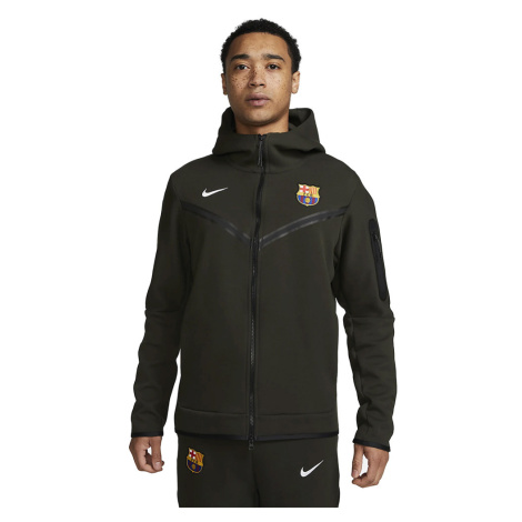 FC Barcelona pánska mikina s kapucňou Tech Fleece khaki Nike